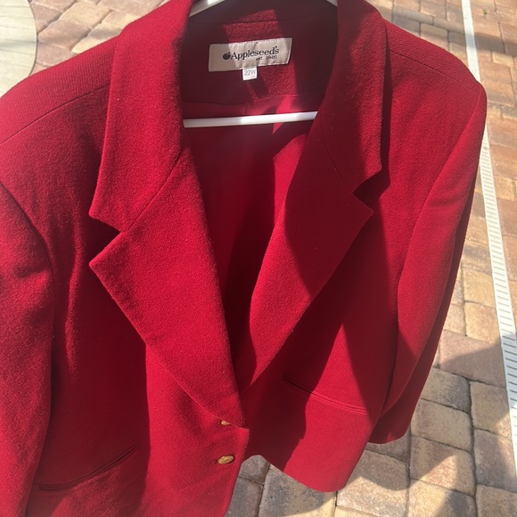 Appleseeds Red 100% Wool Blazer Coat Jacket Gold Buttons 22W EUC VTG Y2K Classic - Picture 13 of 17